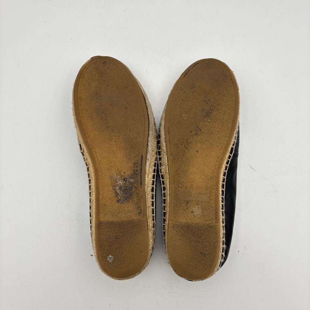 YSL Saint Laurent Logo Leather Espadrille Shoes Women's 39 US 9 - Picture 9 of 15